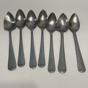 7- Vintage CAPCO Serrated GRAPEFRUIT SPOONS STAINLESS Japan Indonesia Silverware